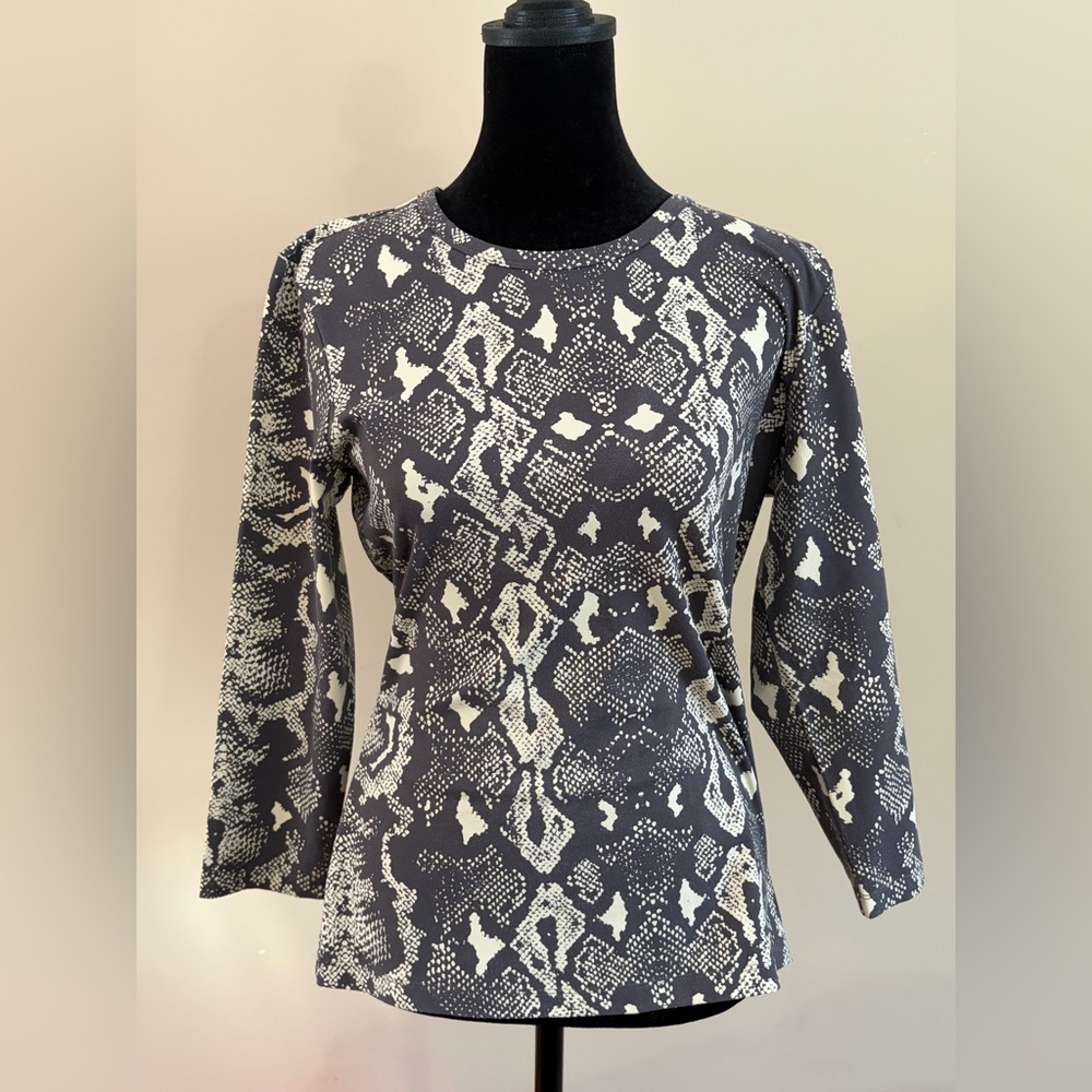 J McLaughlin 3/4 Sleeve Catalina Cloth Snakeskin Print Shirt Top Blouse